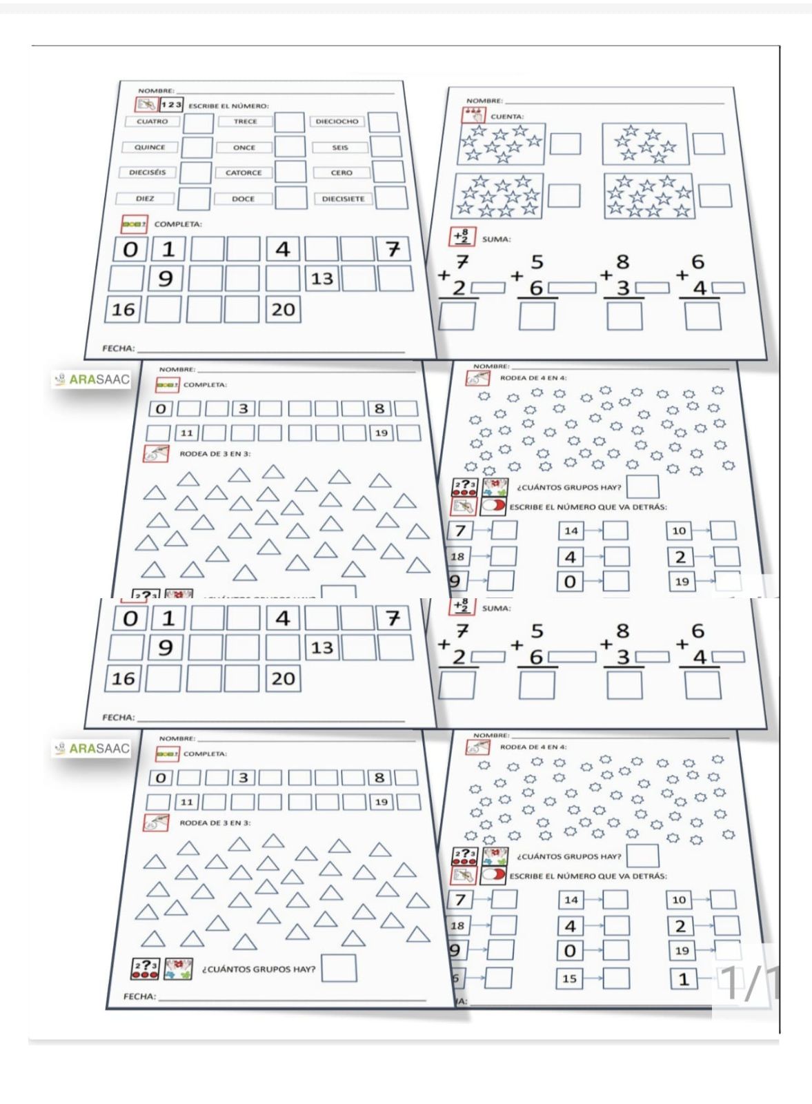CUADERNILLO DE FICHAS MATEMATICAS