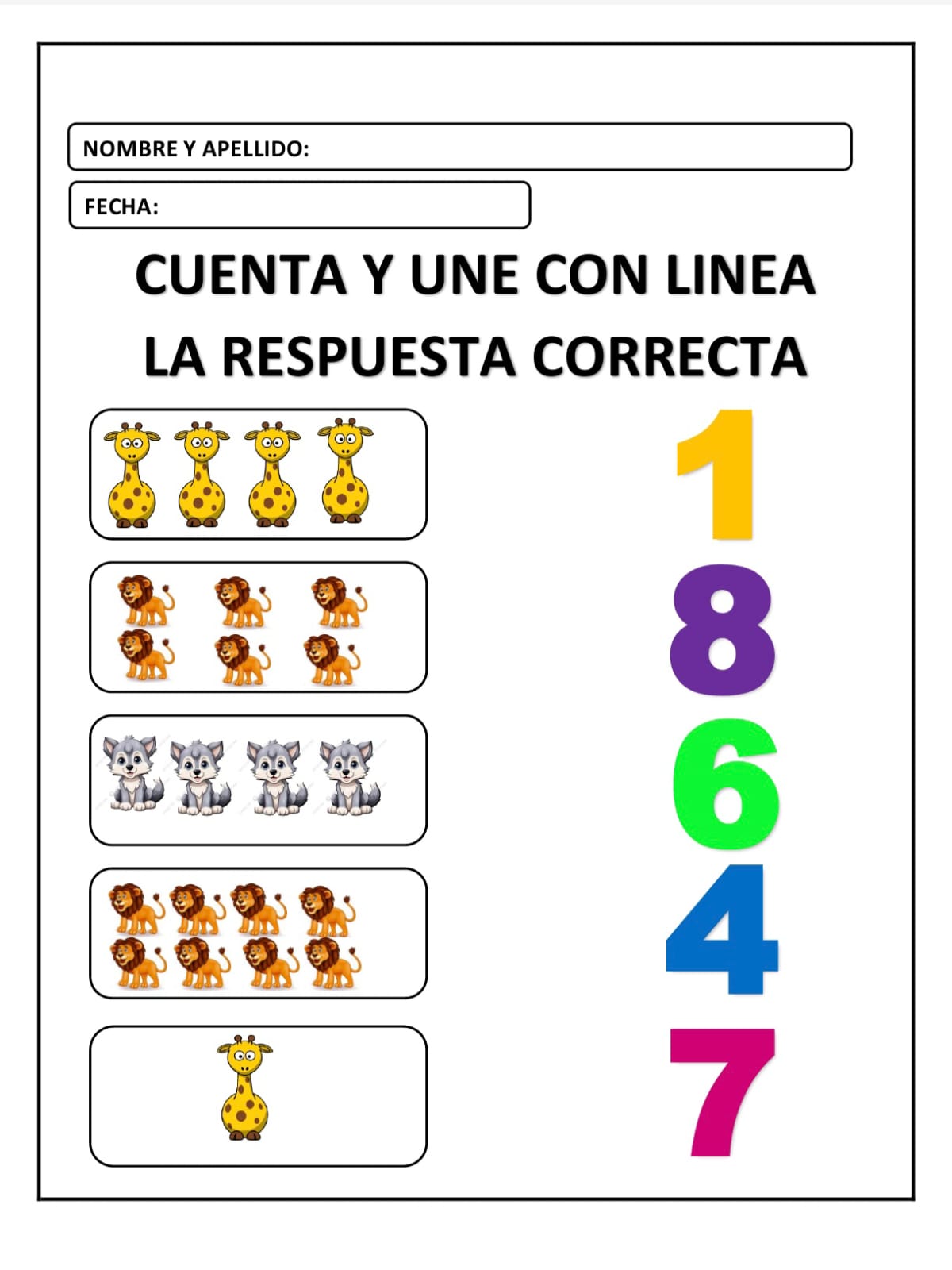 CUENTA Y UNE CON EL NUMERO CORRESPONDIENTE