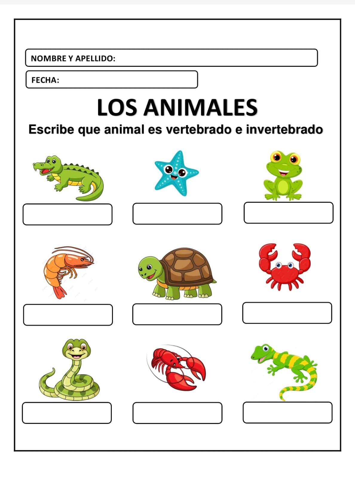 LOS ANIMALES VERTEBRADOS E INVERTEBRADOS
