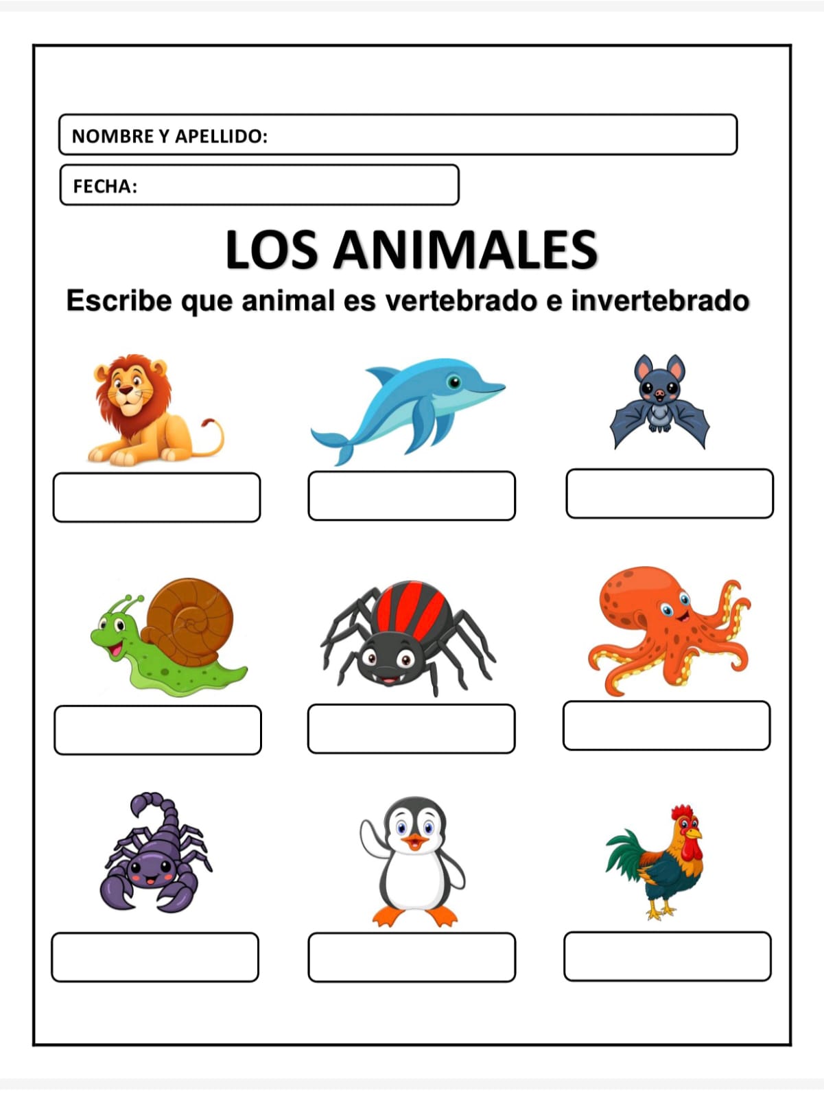 LOS ANIMALES VERTEBRADOS E INVERTEBRADOS