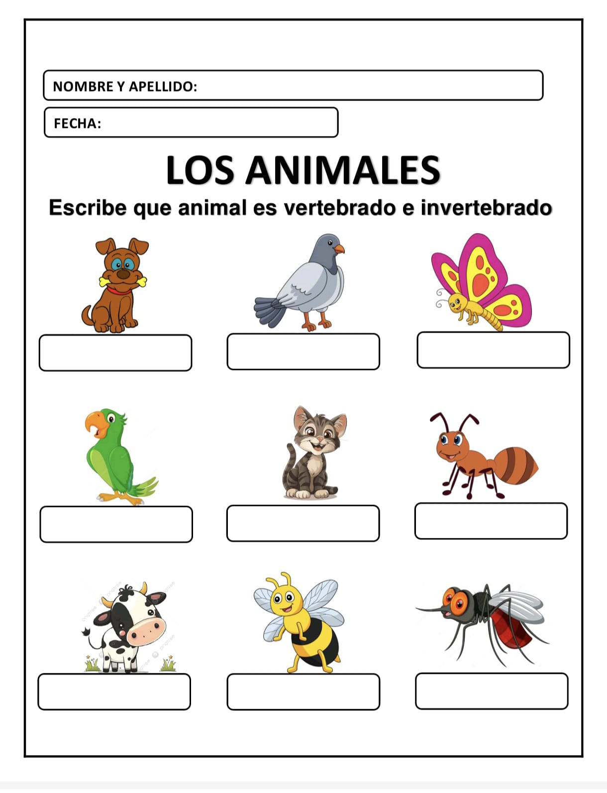 LOS ANIMALES VERTEBRADOS E INVERTEBRADOS