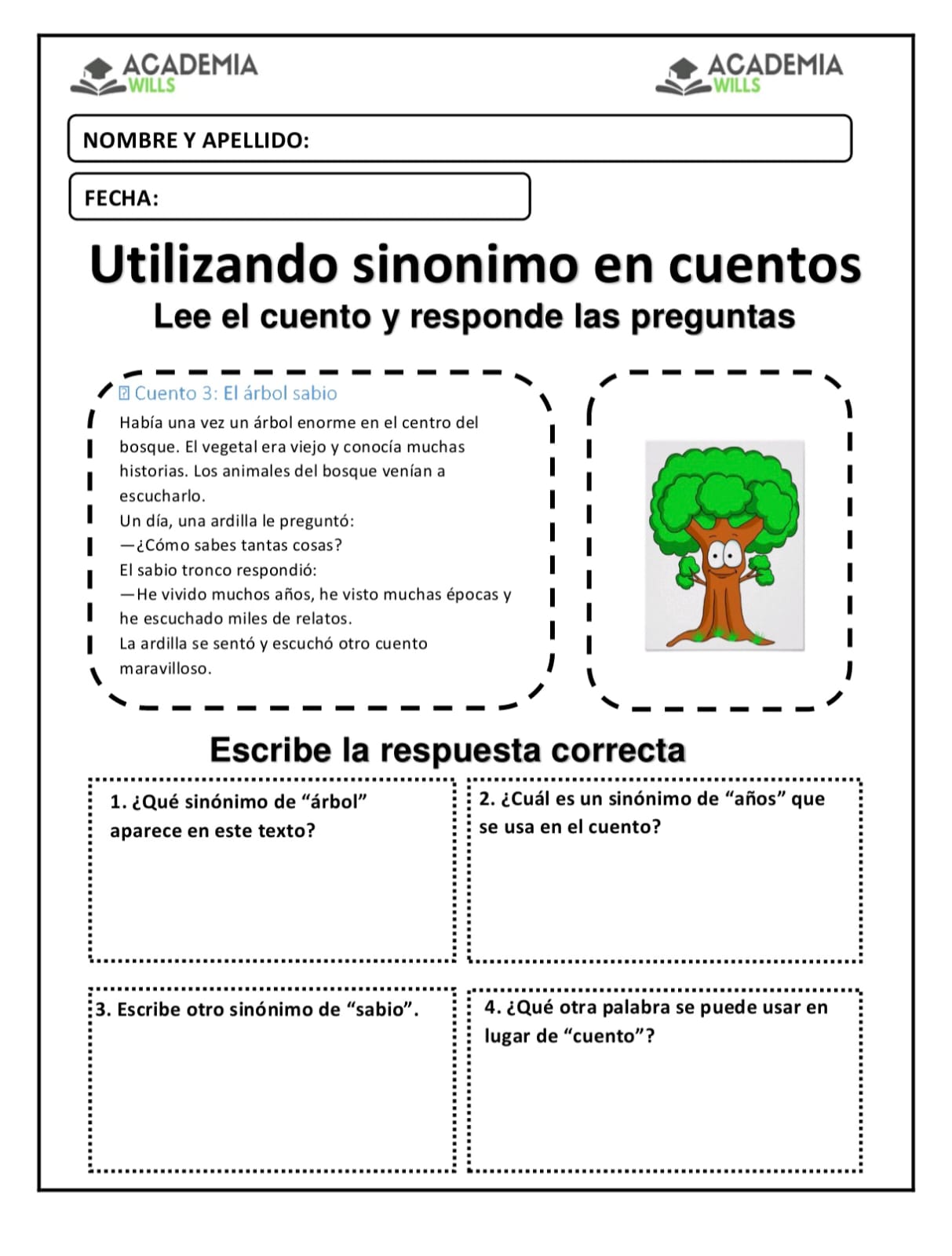 UTILIZANDO SINONIMO EN CUENTOS