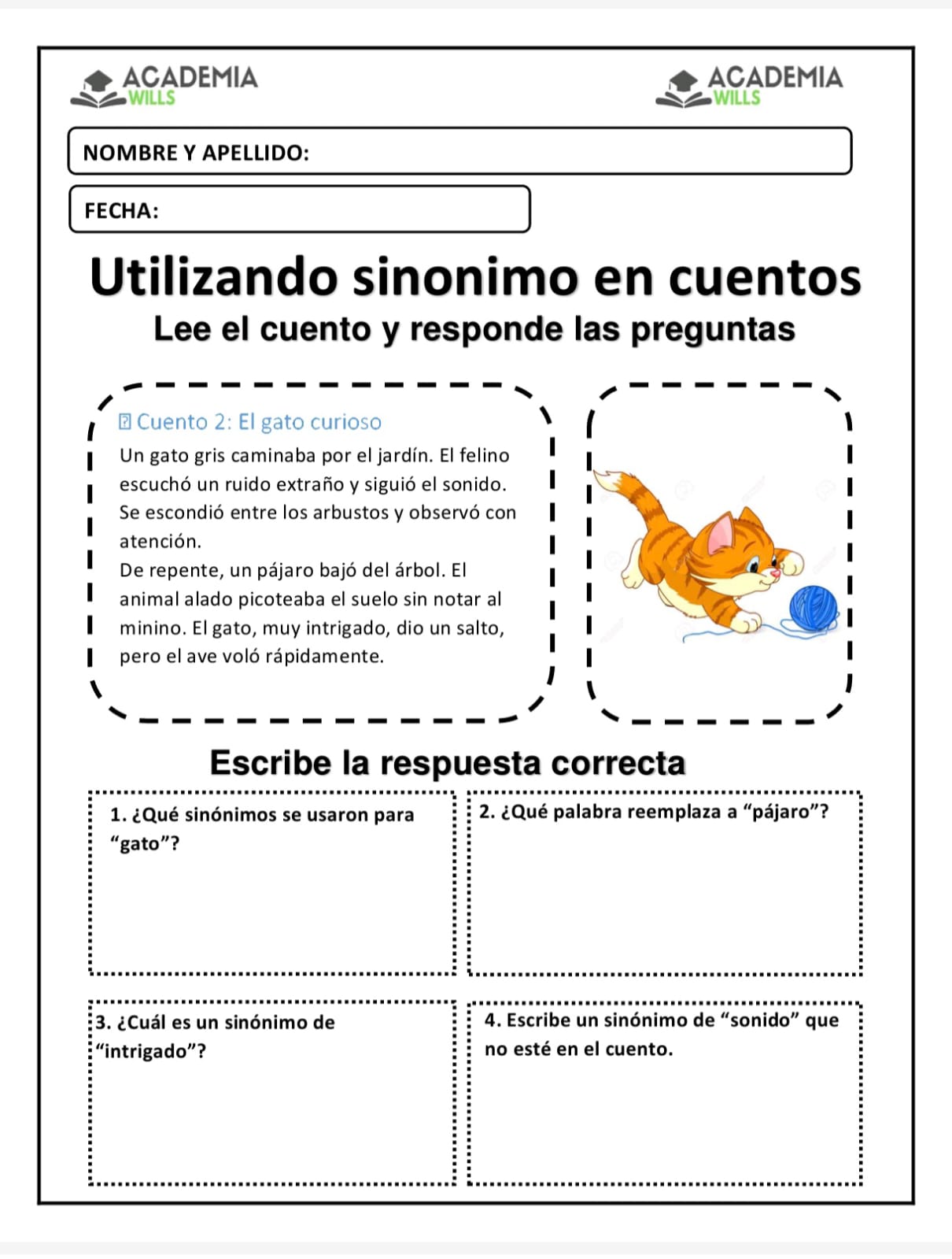 UTILIZANDO SINONIMO EN CUENTOS