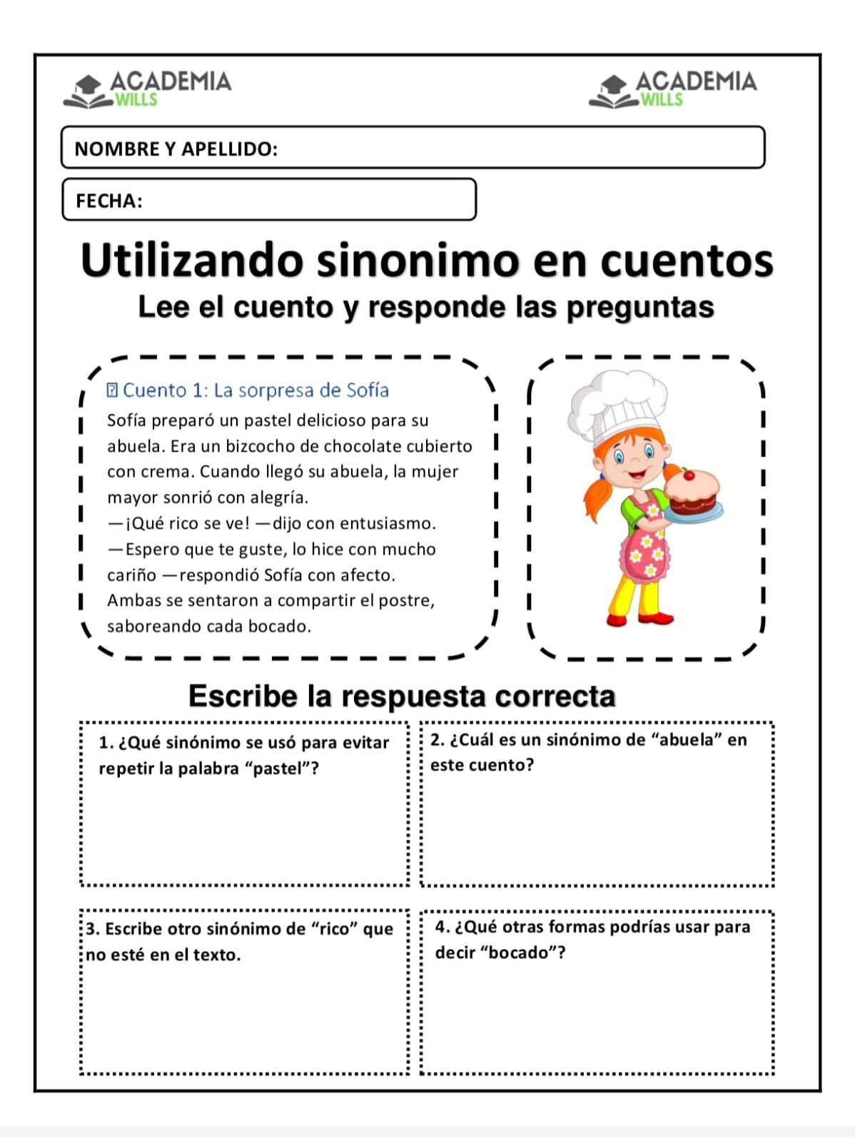 UTILIZANDO SINONIMO EN CUENTOS